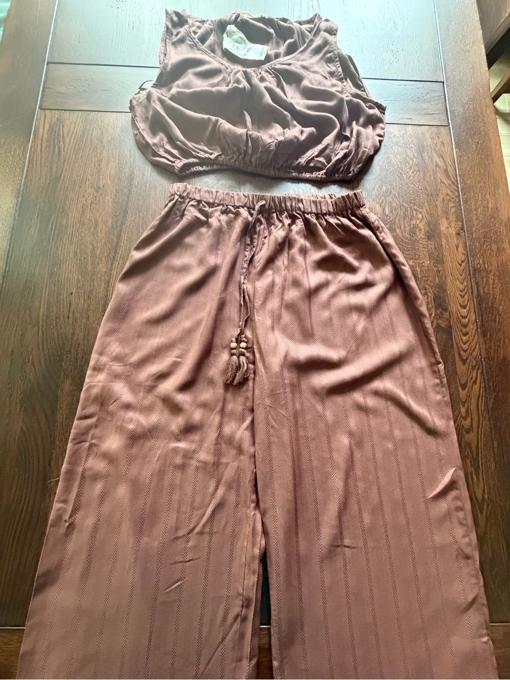 Wide-Leg Two-Piece Set in Dusty Mauve